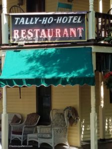 Tally Ho Hotel Restaurant sign.